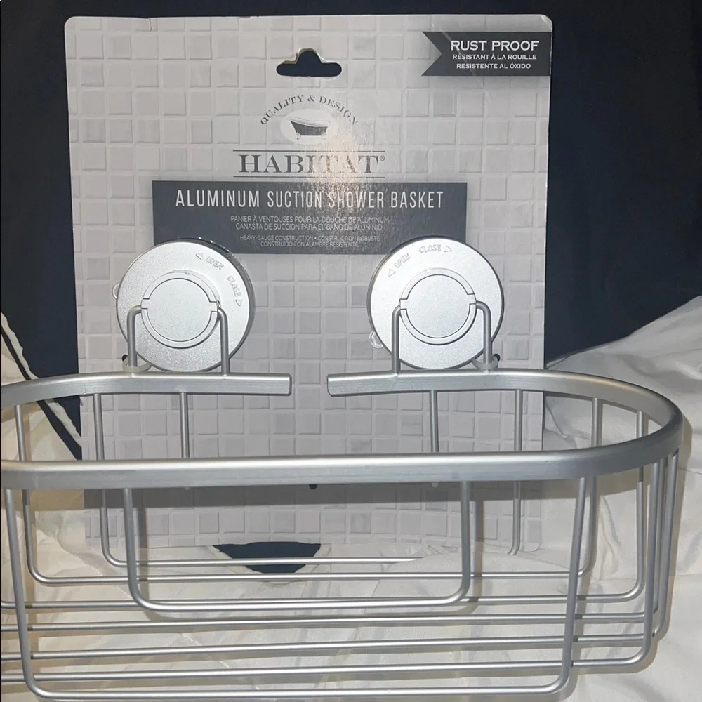 Habitat Silver Aluminum Suction Shower Basket